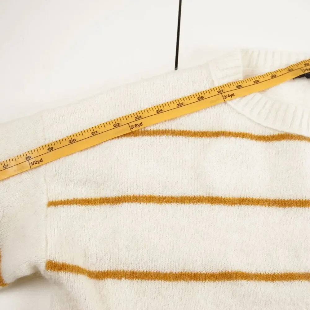 J Crew Alpaca Striped Orange Ivory Cream Crewneck Sweater Womens Sz S - Picture 4 of 11